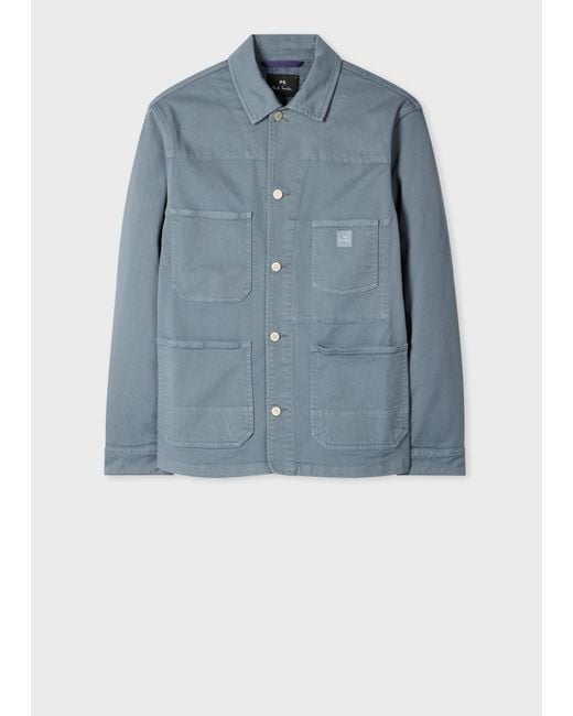Paul Smith Blue Powder Garment-Dyed Denim Work Jacket for men