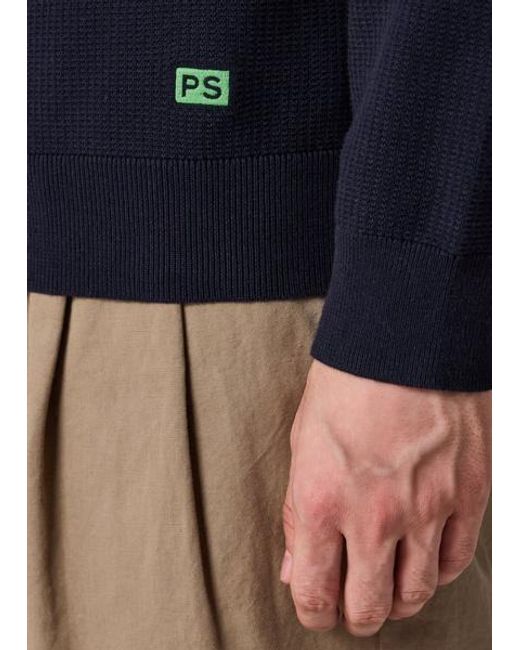 Paul Smith Blue Textured-Cotton Zip Cardigan for men