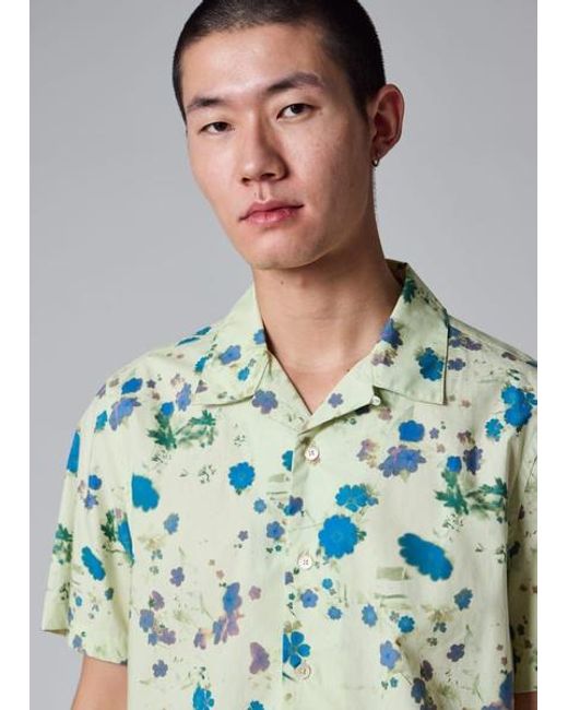 Paul Smith Blue Floral Print Short-Sleeve Shirt for men