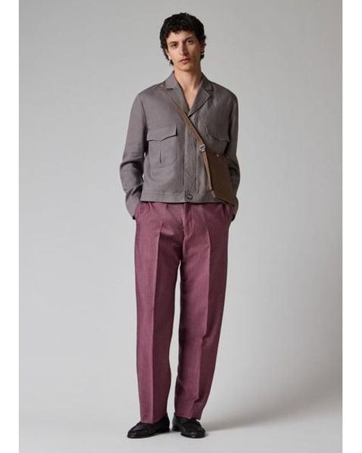 Paul Smith Purple Mauve Linen Open-Collar Jacket for men