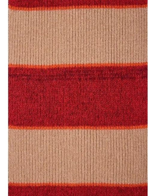 Paul Smith Red Mohair Block Stripe Scarf