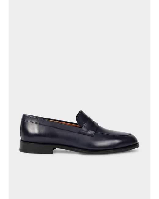 Paul Smith Navy Leather 'montego' Loafers Blue for men
