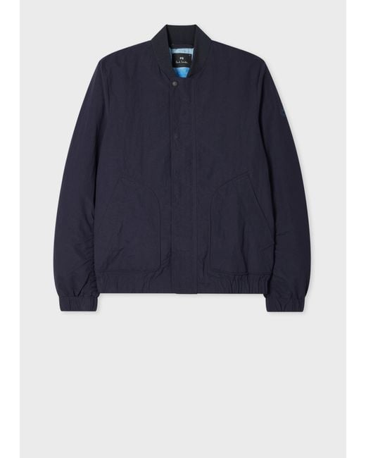 Paul Smith Blue Buttoned Bomber Jacket for men