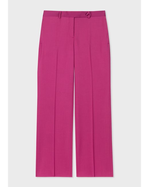 Paul Smith Pink Magenta Wool-mohair Bootcut Trousers Red
