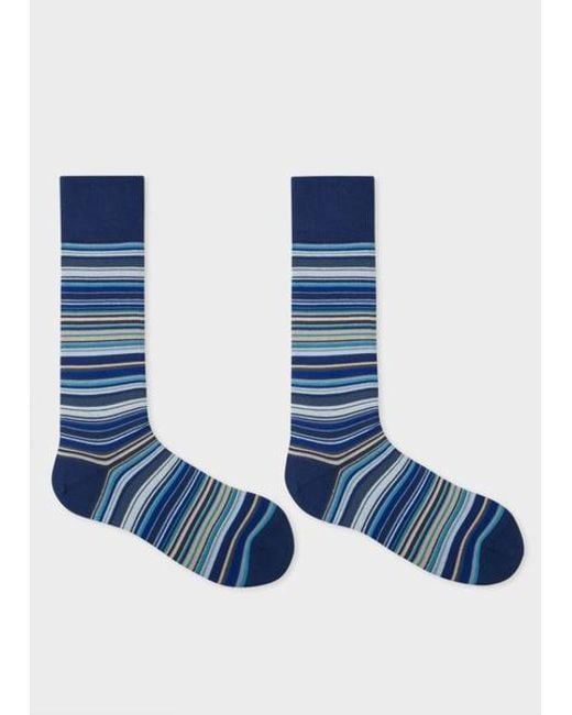 Paul Smith Sky Blue 'signature Stripe' Socks for men