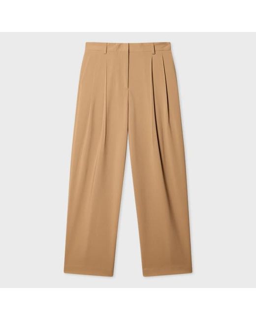 Paul Smith Natural Tan Two-Ply Merino Wool Pleated Trousers