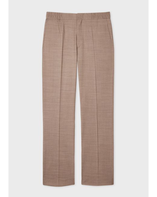 Paul Smith Brown Tan Tropical Wool Elasticated-Waist Trousers for men