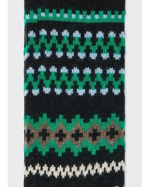 Paul Smith Black Wool-Blend Fair Isle Socks for men