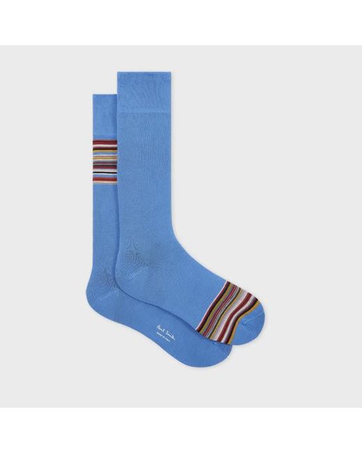 Paul Smith Blue Light Cotton-Blend 'Signature Stripe' Socks for men
