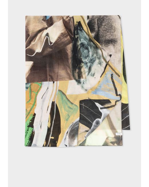 Paul Smith Gray 'life Drawing' Print Viscose-blend Scarf for men