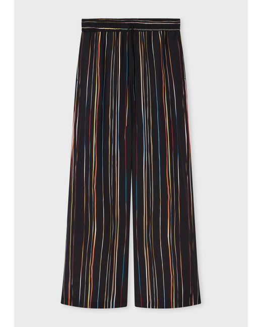 Paul Smith Gray Dark Pinstripe 'Signature Stripe' Wide-Leg Trousers