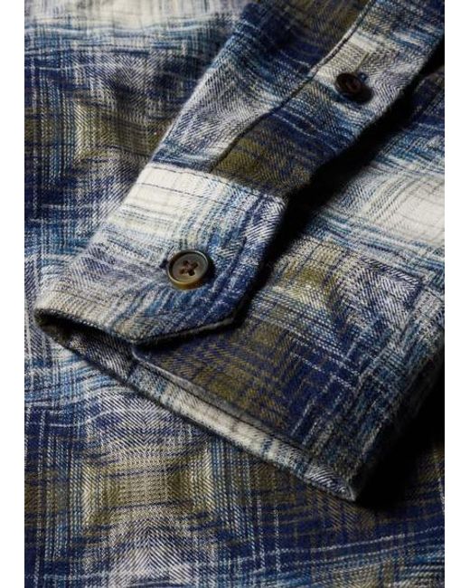 Paul Smith Blue Cotton Jacquard Check Overshirt for men