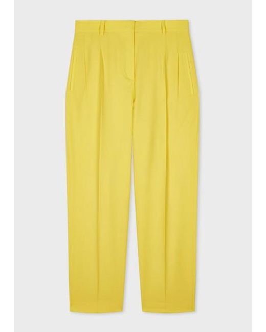 Paul Smith Yellow Wool Hopsack Pleated Trousers
