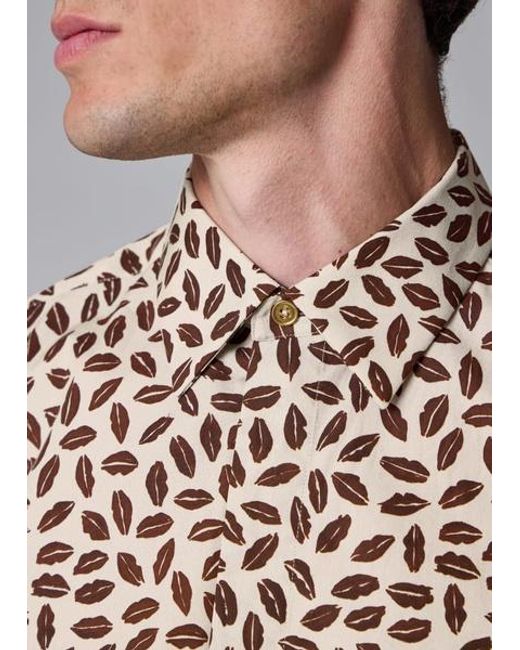 Paul Smith Natural Slim-Fit 'Lips' Print Shirt for men