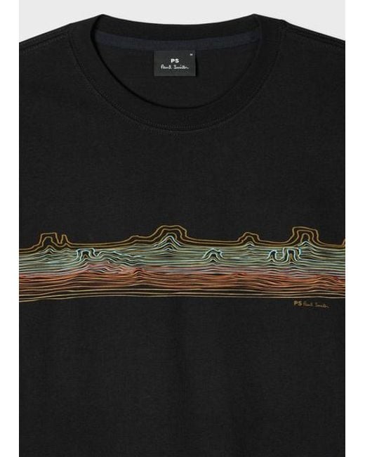 Paul Smith Black 'Desert Stripe' Print T-Shirt for men