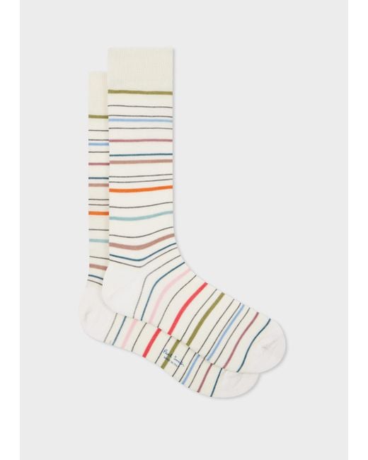 Paul Smith White 'Pencil Stripe' Socks for men