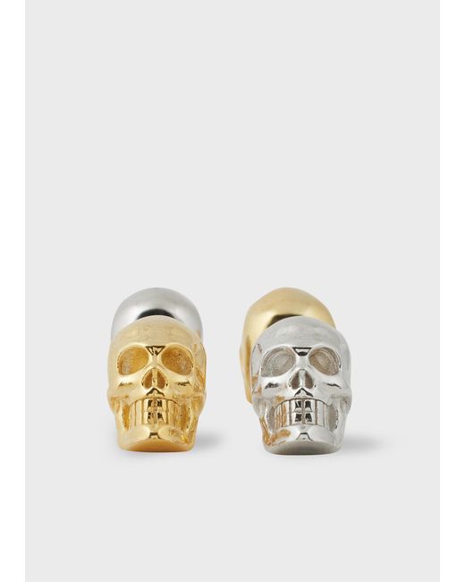 Paul Smith Metallic Mixed Metal Skull Cufflinks for men