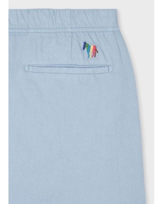 Paul Smith Blue Pale Linen-Blend 'Broad Stripe Zebra' Shorts for men