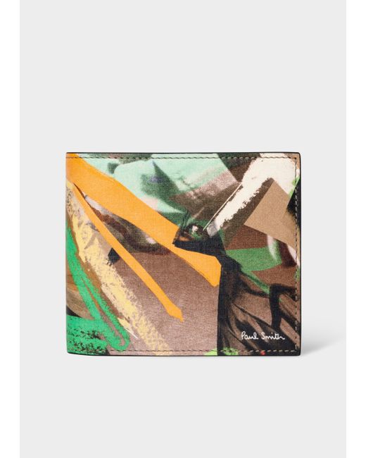 Paul Smith Gray 'life Drawing' Print Leather Billfold Wallet