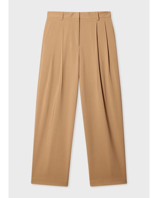 Paul Smith Natural Tan Two-Ply Merino Wool Pleated Trousers