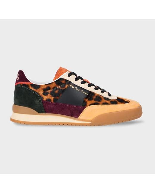 Paul Smith Multicolor Leather Leopard 'Dover' Retro Gum Trainers
