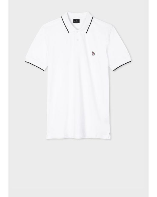 PS by Paul Smith White Mens Slim Polo Ss Zeb Badge for men