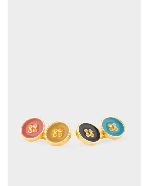 Paul Smith Metallic Plated Double Button Linked Cufflinks for men