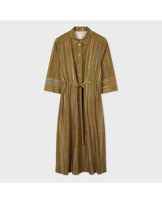 Paul Smith Green 'Signature Stripe' Pinstripe Shirt Dress