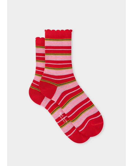 Paul Smith Women's Red Stripe Frill Socks