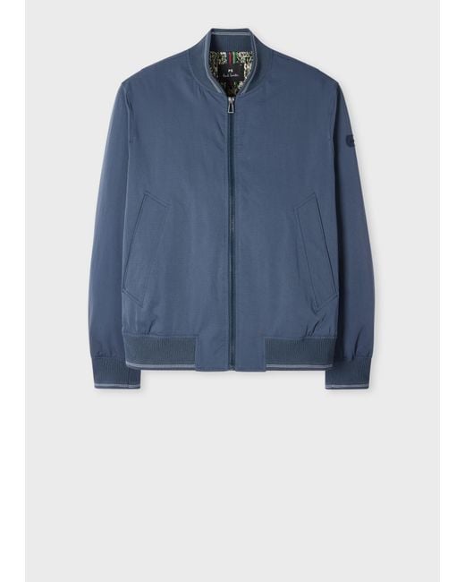 Paul Smith Blue Slate Textured Bomber Jacket for men
