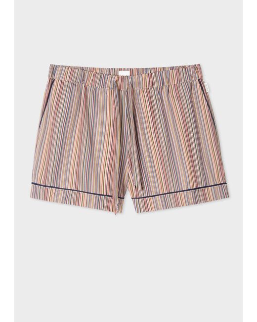 Paul Smith Pink Signature Stripe Cotton Pyjama Shorts Multicolour