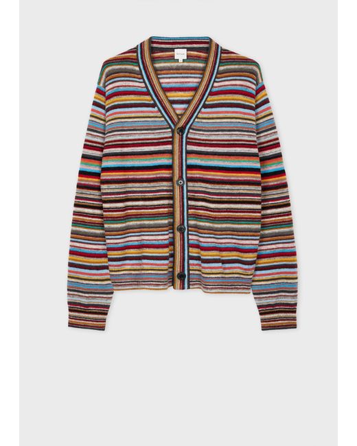 Paul Smith Multicolor 'Signature Stripe' Wool-Mohair Cardigan for men