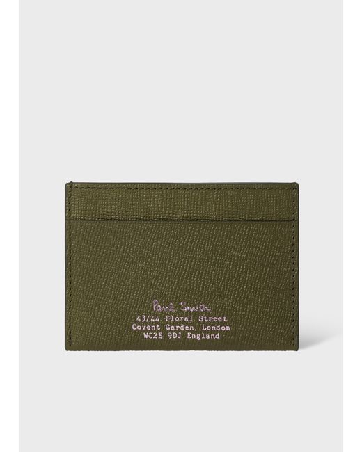 Paul Smith Green 'Floral Street' Grained Leather Card Holder for men