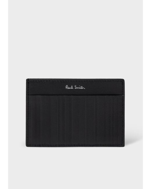 Paul Smith Black Leather 'shadow Stripe' Credit Card Holder for men