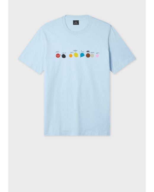 Paul Smith Blue 'Paint Dots' Print T-Shirt for men