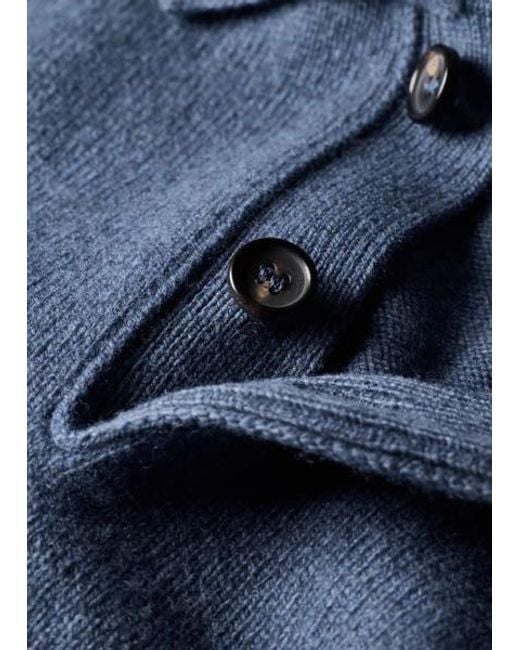 Paul Smith Blue Merino Wool Long-Sleeve Polo Shirt for men