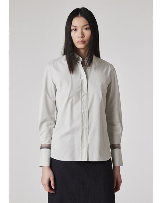 Paul Smith White 'Signature Stripe' Cuff Cotton Shirt