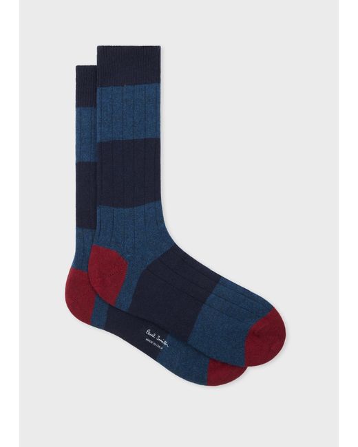Paul Smith Blue Cashmere Stripe Socks for men