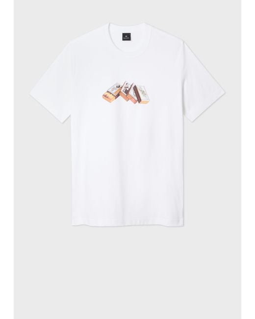 Paul Smith White Cotton 'Matchboxes' Print T-Shirt for men