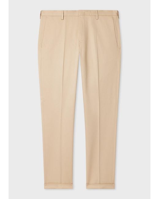 Paul Smith Natural Tan Slim-Fit Stretch-Cotton Chinos for men