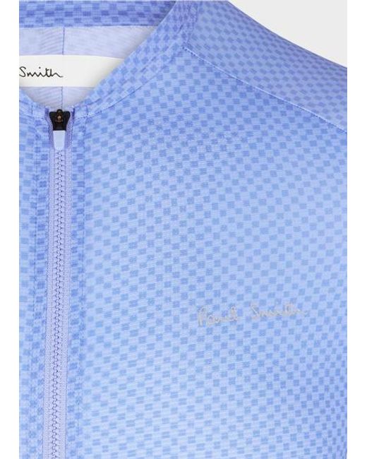 Paul Smith Blue Mini Checkerboard Race Cycling Jersey for men