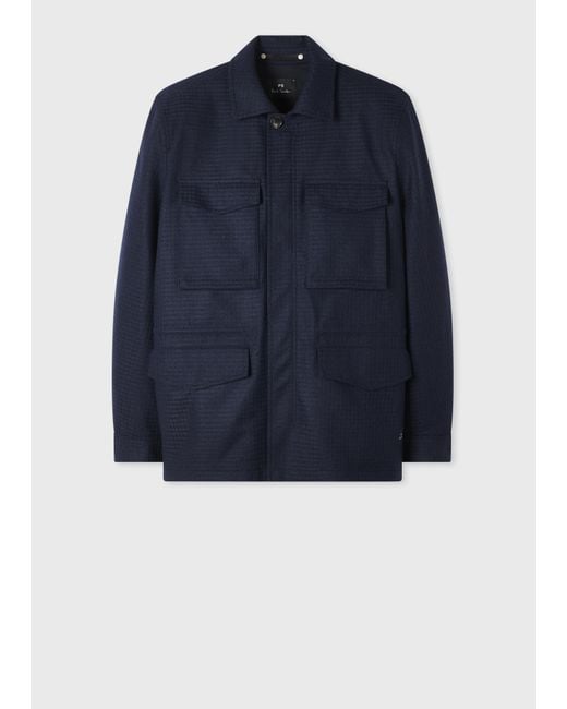 Paul Smith Blue Textured Wool-Blend Field Jacket for men
