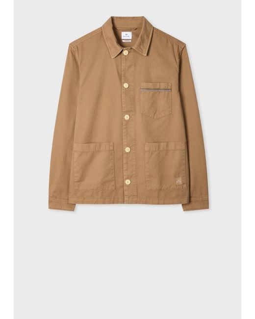 Paul Smith Natural Tan Cotton-Twill 'Stitch Stripe' Work Jacket for men