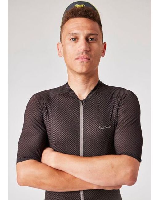 Paul Smith Gray Mini Checkerboard Race Cycling Jersey for men