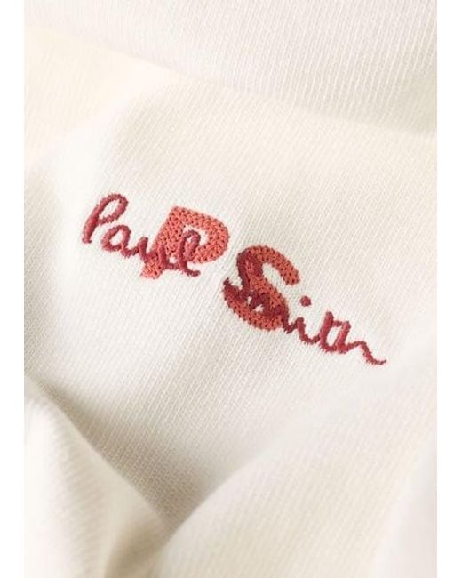 Paul Smith White Embroidered Logo Contrast-Collar T-Shirt for men