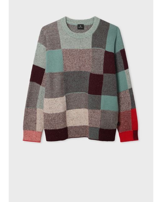 Paul Smith Multicolor Patchwork Cotton & Wool-Blend Sweater for men