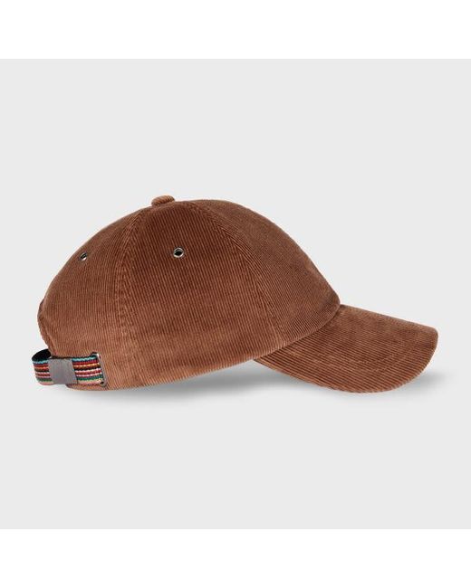 Paul Smith Brown Corduroy Baseball Cap for men