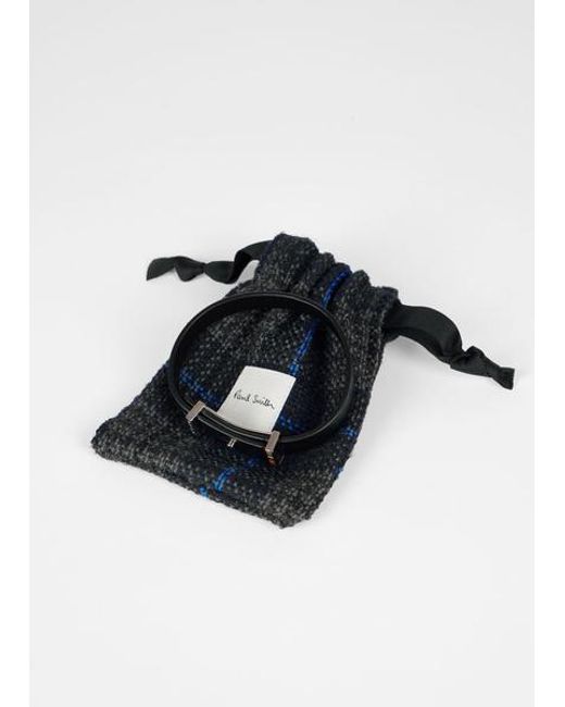 Paul Smith Metallic Signature Buckle Leather Bracelet for men