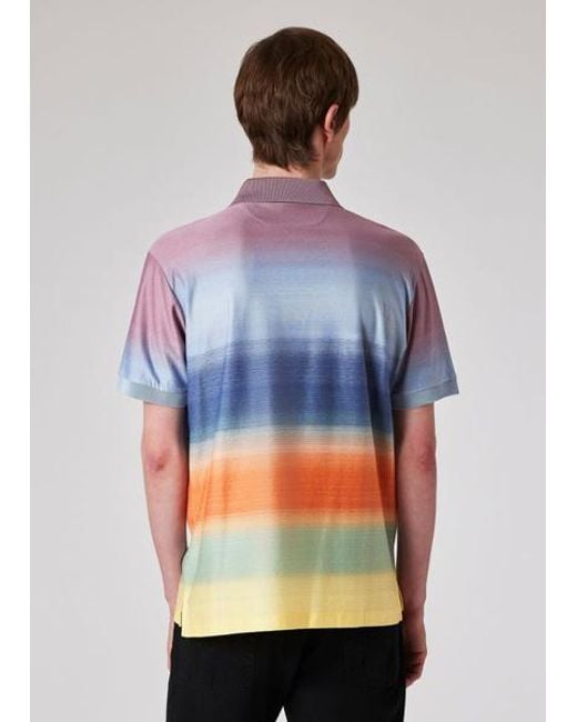 Paul Smith Blue 'Smith Stripe' Cotton Polo Shirt for men