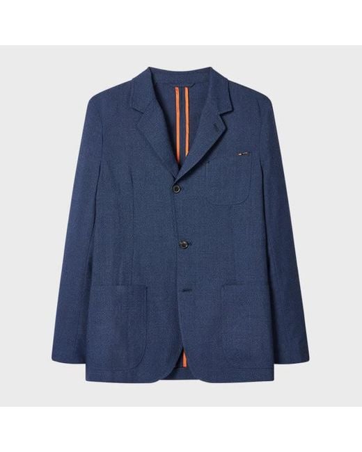 Paul Smith Blue Two-Ply Merino Wool Patch-Pocket Blazer for men